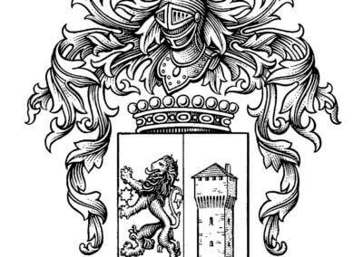 Ein Wappen mit Wappen.