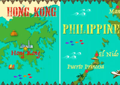 Eine Karte von Hongkong und den Philippinen.
